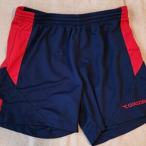 Diadora Athletic Shorts Blue and Red Mens Medium